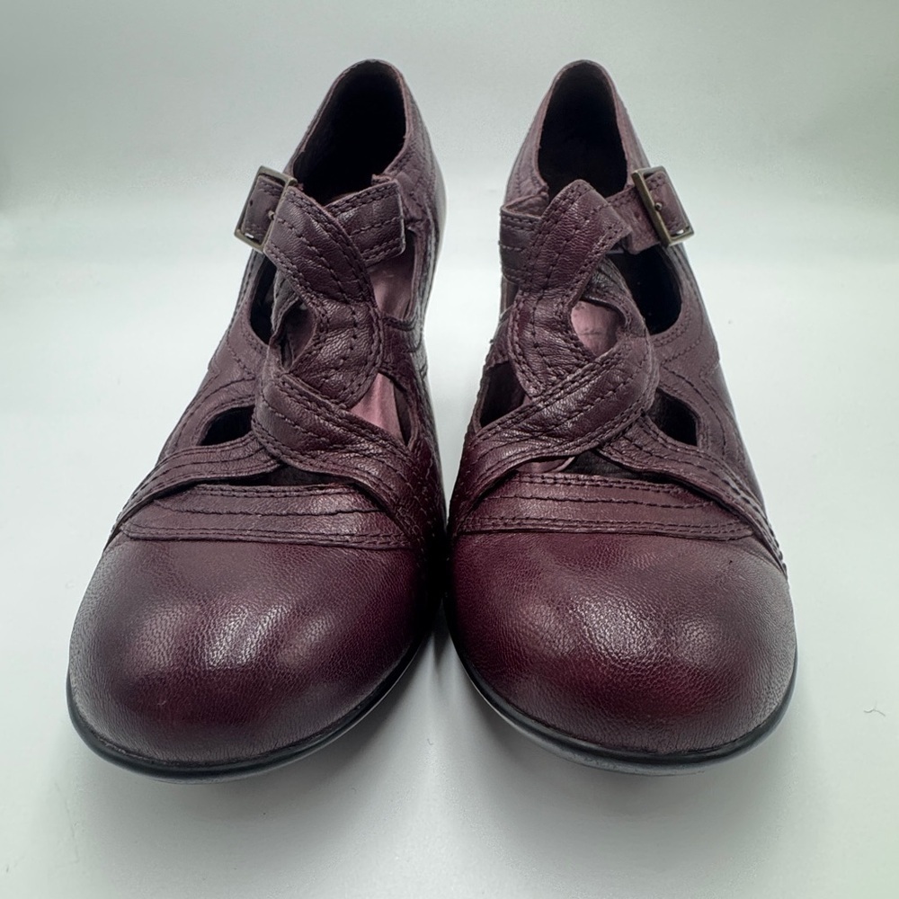 Indigo By Clarks Vintage Retro Leather Y2K Heels Plum Size 9m Rare - Picture 12 of 12
